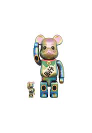 Bearbrick Maneki Neko 100% & 400% Set Black Transparent Plating