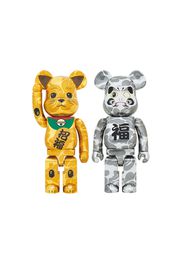 Bearbrick x BAPE Maneki Neko & Daruma 1000% 2x Set Gold & Silver Plated