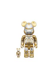 Bearbrick x Hajime Sorayama x Marvel Iron Man Reverse 100% & 400% Set Gold/Silver