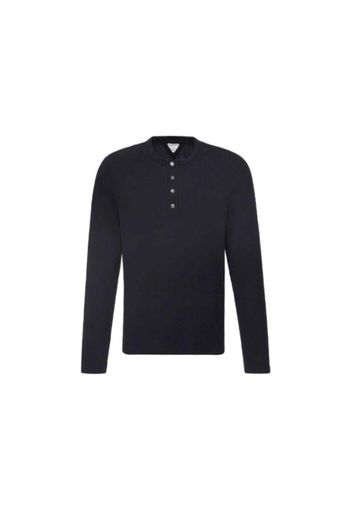 Bottega Veneta Button-Up Long Sleeve T-Shirt Navy