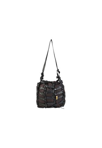 Bottega Veneta Leather Tape Shoulder Bag Black/Gold