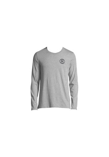 Burberry Embroidered Logo Cotton Long Sleeve T-shirt Gray