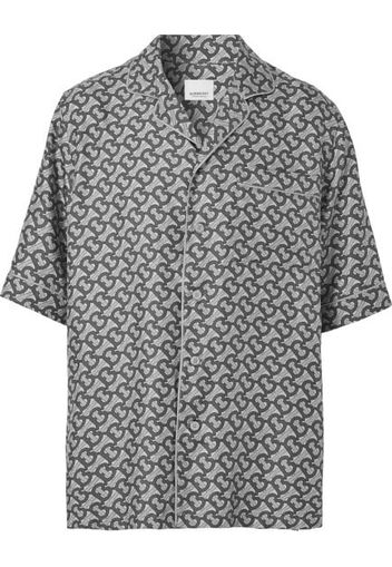 Burberry TB Monogram Print Silk Shirt Grey