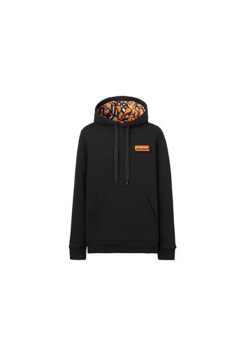 Burberry Logo Applique Cotton Hoodie Black/Orange