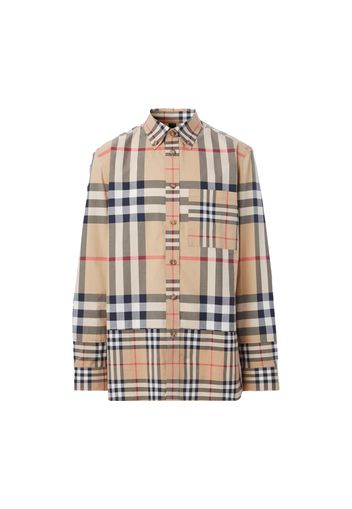 Burberry Contrast Check Cotton Shirt Archive Beige