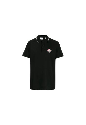 Burberry Embroidered Graphic Logo Polo Shirt Black