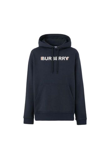 Burberry Logo Print Cotton Hoodie Navy