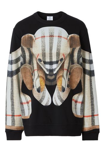 Burberry Thomas Bear Print Cotton Oversized Sweatshirt Black/Archive Beige