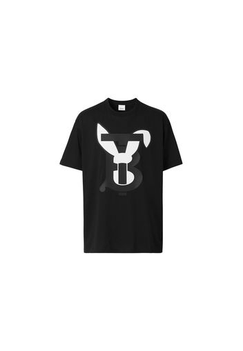 Burberry Rabbit Logo-Print Cotton T-Shirt Black/White