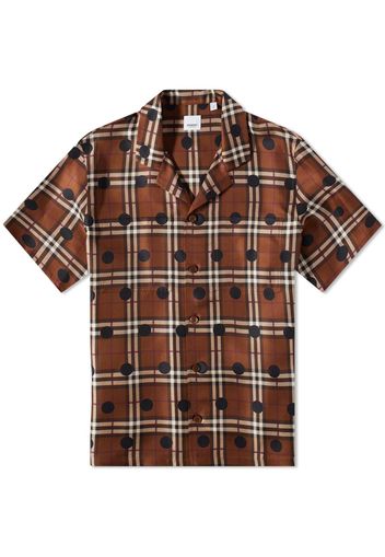 Burberry Havana Polka Dot Check Vacation Shirt Dark Birch Brown