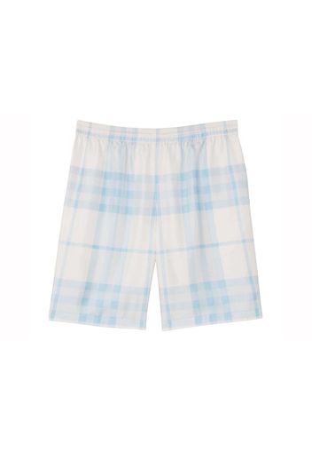 Burberry Silk-Twill Check Shorts Blue