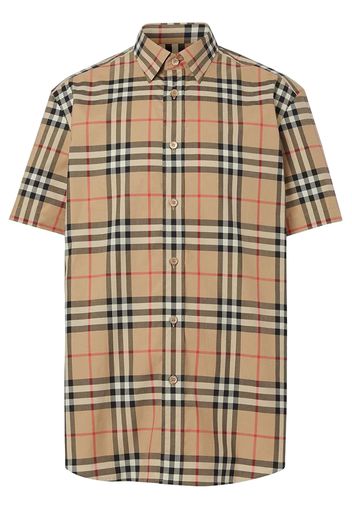 Burberry S/S Check Cotton Shirt Beige