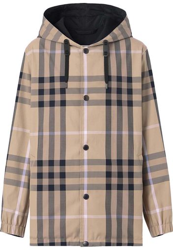 Burberry Check-Pattern Reversible Hooded Jacket Beige/Black