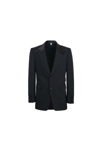 Burberry Satin Lapel Wool Tailored Jacket Black