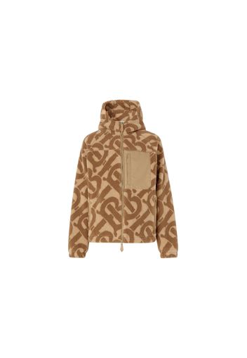 Burberry Monogram Fleece Jacquard Hooded Top Soft Fawn