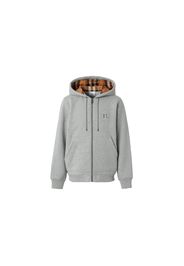 Burberry Letter Graphic Cotton Blend Zip Hoodie Pale Grey Melange