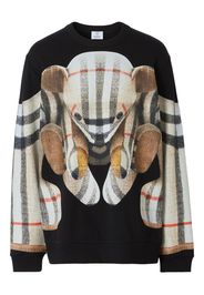 Burberry Thomas Bear Print Cotton Oversized Sweatshirt Black/Archive Beige