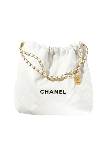 Chanel 22 Handbag 22S Calfskin White/Black Logo