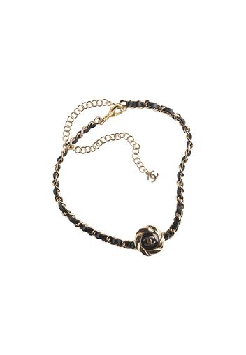 Chanel Metal/Calfskin Choker Necklace Gold/Black