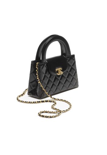 Chanel Kelly Mini Shopping Bag Mini 23K Shiny Aged Calfskin Black