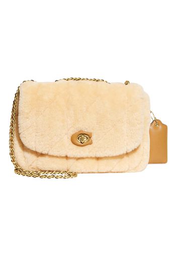 Coach Shoulder Bag in Shearling with Quilting Pillow Madison Natural