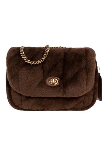 Coach Shoulder Bag in Shearling with Quilting Pillow Madison Brown