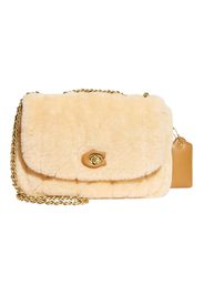 Coach Shoulder Bag in Shearling with Quilting Pillow Madison Natural