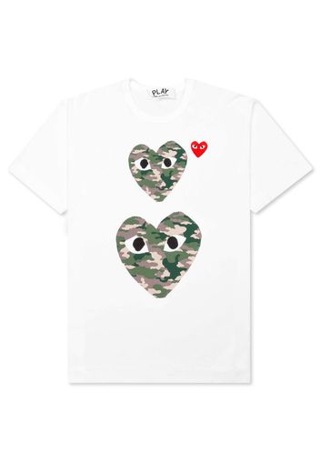 Comme des Garcons Play Women's Camouflage Double Heart T-shirt White