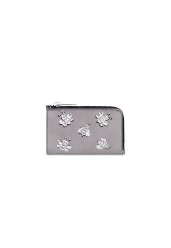 Dior x Kaws Zipped Card and Coin Holder Bee Print Silver