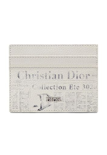 Dior x Daniel Arsham Card Holder Newspaper Print Grained Calfskin White