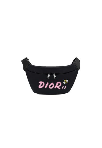 Dior x Kaws Belt Bag Pink Logo Nylon Black