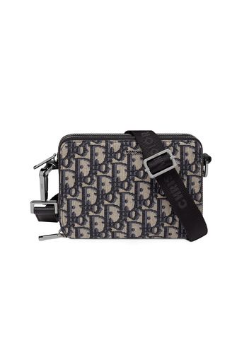 Dior Pouch with Shoulder Strap Oblique Jacquard Beige/Black