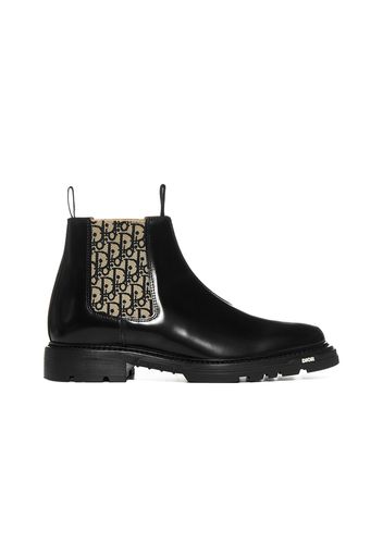 Dior Explorer Chelsea Boots Black Beige Oblique