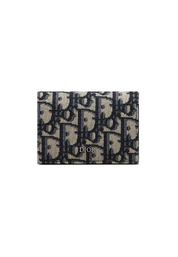 Dior Oblique Business Card Holder Jacquard Beige