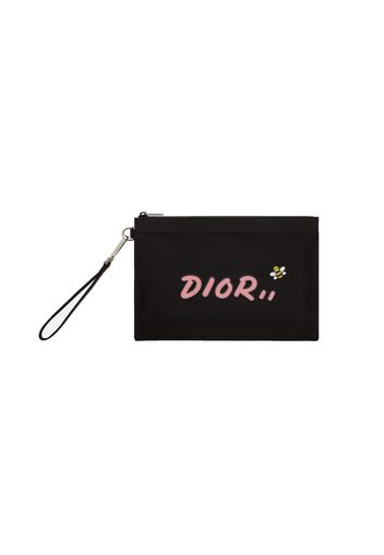 Dior x Kaws Pouch Pink Logo Nylon Black