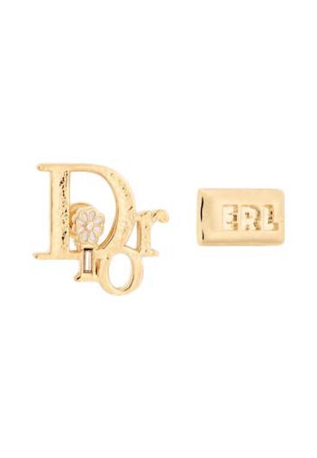 Dior x ERL Earrings Gold-Finish Brass with White Enamel and White Crystals