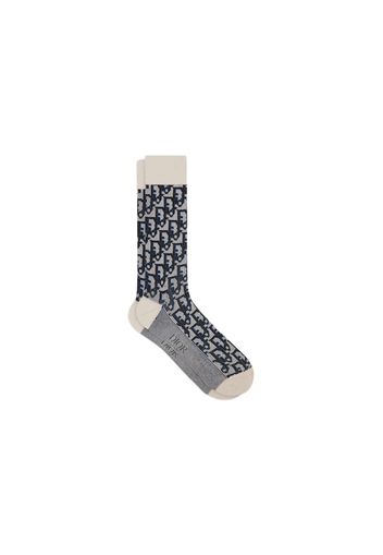 Dior Oblique Socks Navy Blue/Black/Beige Jacquard