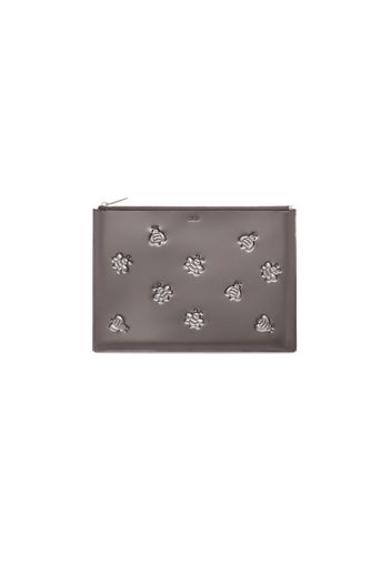 Dior x Kaws Pouch Calfskin Bee Print Silver