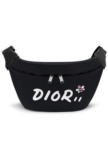 Dior x Kaws Belt Bag White Logo Nylon Black