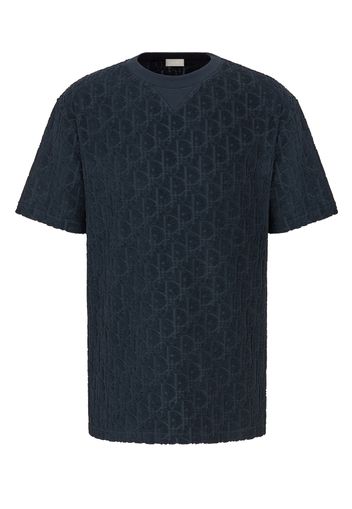 Dior Oversized Oblique T-Shirt Navy Blue Terry Cotton Jacquard