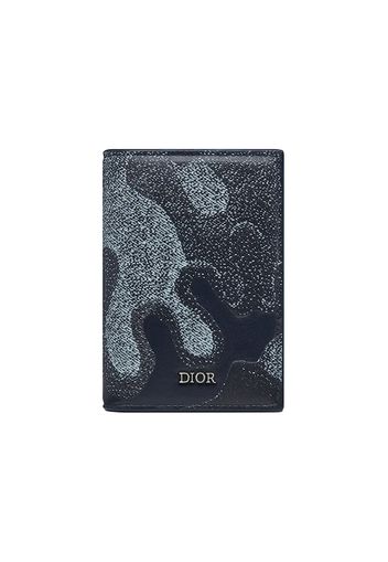 Dior x Peter Doig Bi-fold Card Holder Blue Denim Camouflage
