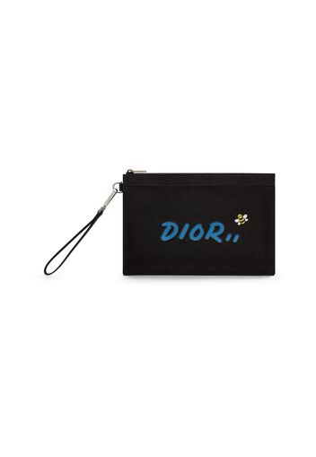 Dior x Kaws Pouch Blue Logo Nylon Black