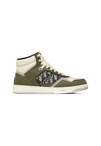 Dior B27 High Olive and Cream Smooth Calfskin with Beige and Black Dior Oblique Jacquard