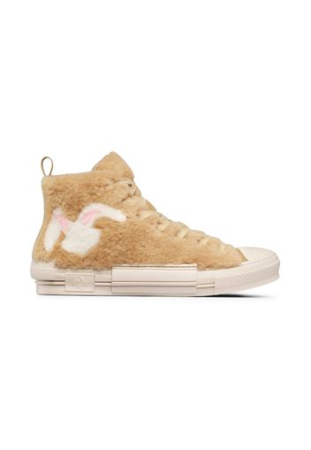 Dior B23 High Top ERL Beige Shearling with Rabbit Motif