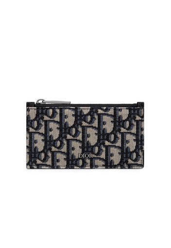 Dior Zipped Card Holder Oblique Jacquard Beige/Black