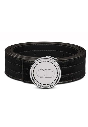 Dior CD Plaque Smooth Grained Leather Belt Black