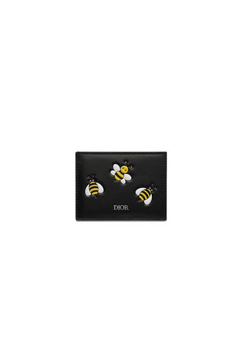 Dior x Kaws Card Holder with Pocket Yellow Bees Black