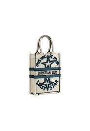 Dior Vertical Book Tote Lucky Star Embroidery White Multicolor