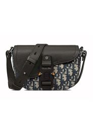 Dior Mini Saddle Messenger Bag with Flap Beige and Black Dior Oblique Jacquard with Black