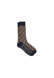 Dior Oblique Socks Navy Blue/Brown/Beige Jacquard